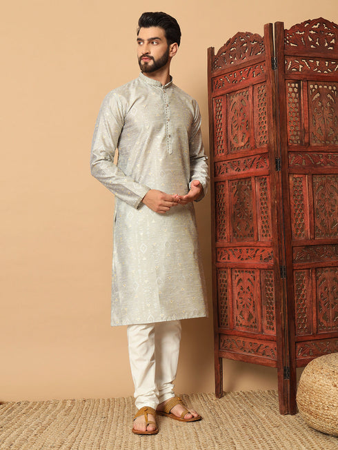 Silver Kurta Silk Payjama