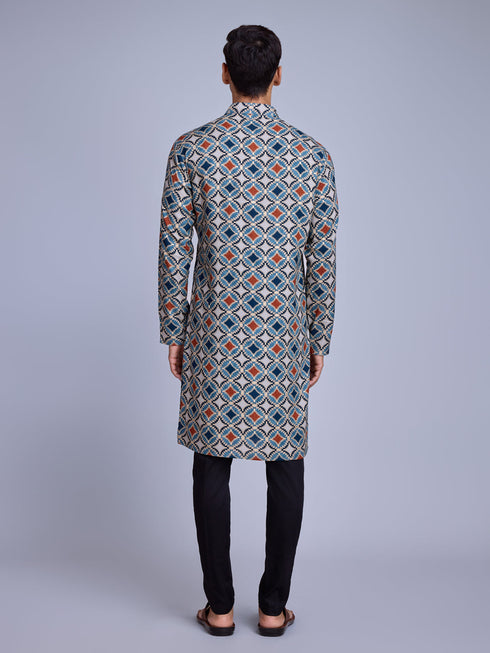 Sky Blue Kurta Rayon payjama Closure View