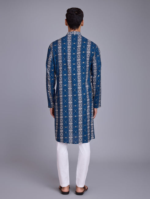Blue Kurta Rayon payjama Closure View