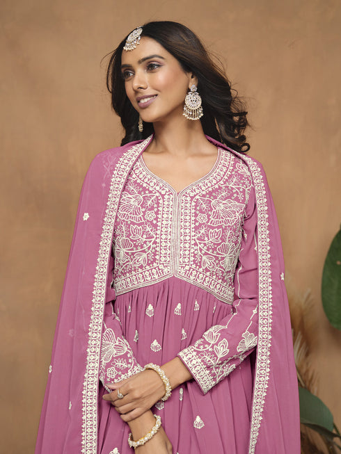 Pink Faux Georgette Sharara Suit Acy8829 Back View