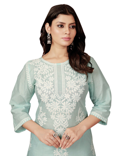 Blue Cotton Pant Suit Acy8872 Back View