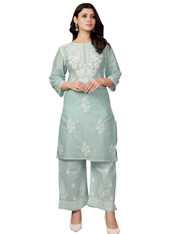 Blue Cotton Pant Suit Acy8872