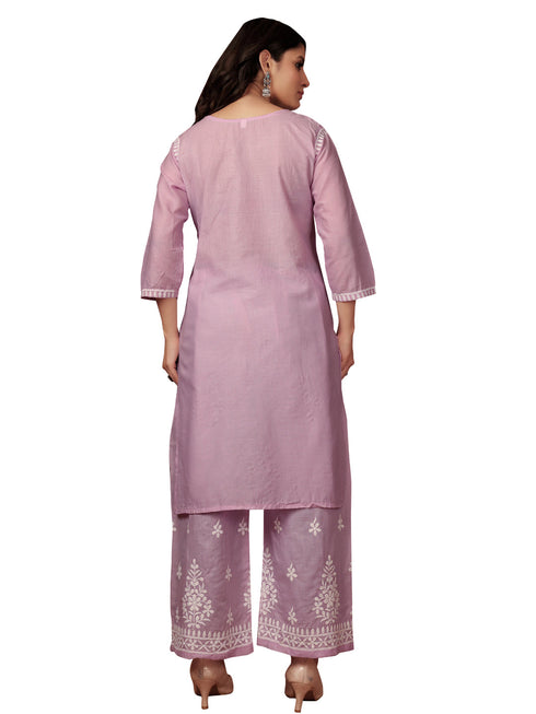 Purple Cotton Pant Suit Acy8873 Closure View