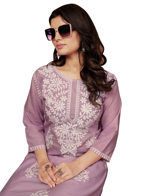 Purple Cotton Pant Suit Acy8873 Back View