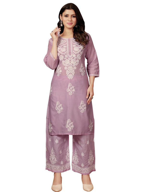 Purple Cotton Pant Suit Acy8873