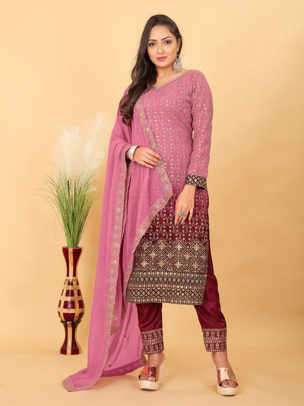 Pink Faux Georgette Pant Suit Acy8921