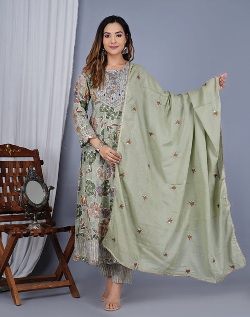 Grey Cotton Pant Suit Acy8931