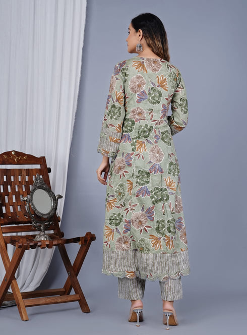 Grey Cotton Pant Suit Acy8931 Closure View