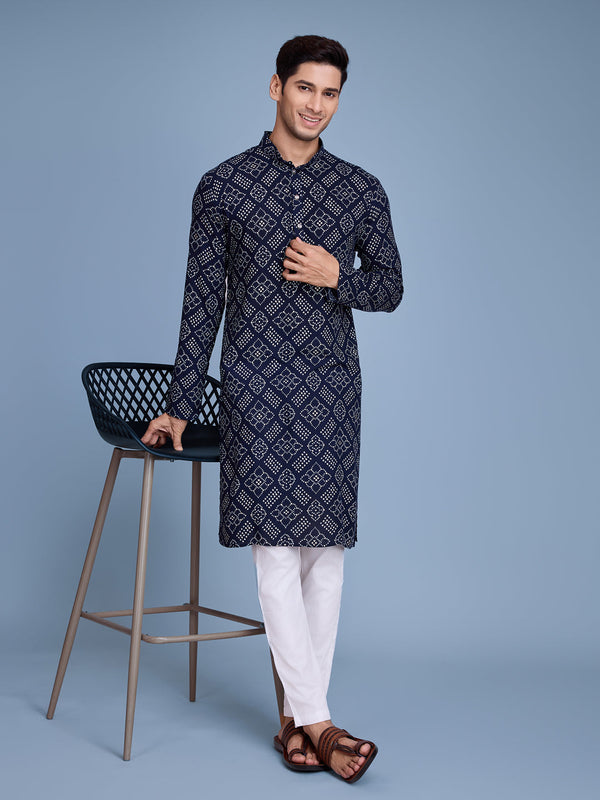 Navy Blue Kurta Rayon Payjama