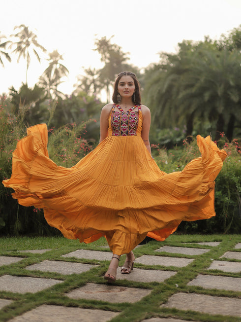 Yellow Rayon Anarkali Dress Acy9202 Salwar Kameez