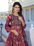 Burgundy Dola Silk Anarkali Dress Acy9242 Back View