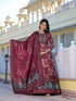 Burgundy Dola Silk Anarkali Dress Acy9242