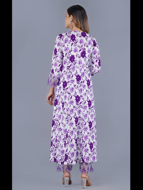 Purple Cotton Pant Suit Acy9245 Closure View
