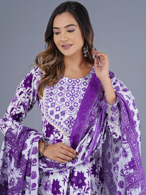 Purple Cotton Pant Suit Acy9245 Back View