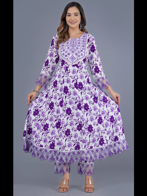 Purple Cotton Pant Suit Acy9245 Salwar Kameez