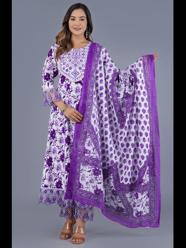 Purple Cotton Pant Suit Acy9245