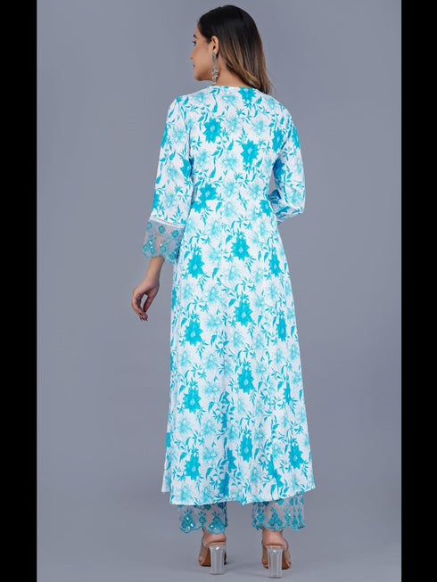 Sea Green Cotton Pant Suit Acy9246 Closure View