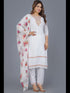 White Cotton Pant Suit Acy9247 Closure View