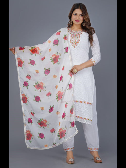 White Cotton Pant Suit Acy9247