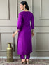 Purple Viscose Chanderi Pant Suit Acy9273 Closure View