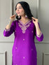 Purple Viscose Chanderi Pant Suit Acy9273 Back View