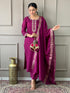 Burgundy Viscose Chanderi Pant Suit Acy9274 Closure View