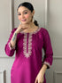 Burgundy Viscose Chanderi Pant Suit Acy9274 Back View