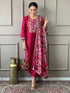 Red Viscose Chanderi Pant Suit Acy9276