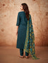 Teal Blue Viscose Chanderi Pant Suit Acy9278 Closure View
