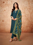 Teal Blue Viscose Chanderi Pant Suit Acy9278 Salwar Kameez