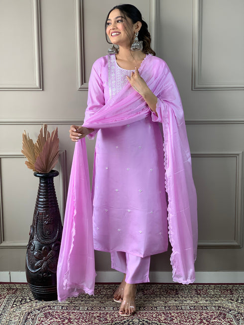 Pink Viscose Chanderi Pant Suit Acy9279 Salwar Kameez