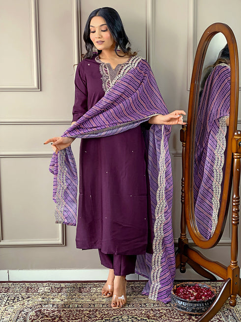 Wine Viscose Silk Pant Suit Acy9282 Salwar Kameez
