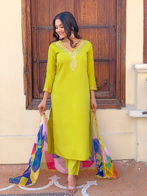 Lemon Viscose Silk Pant Suit Acy9283 Salwar Kameez