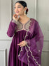 Wine Viscose Silk Pant Suit Acy9284 Back View