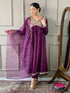 Wine Viscose Silk Pant Suit Acy9284