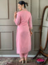 Pink Viscose Silk Pant Suit Acy9285 Closure View
