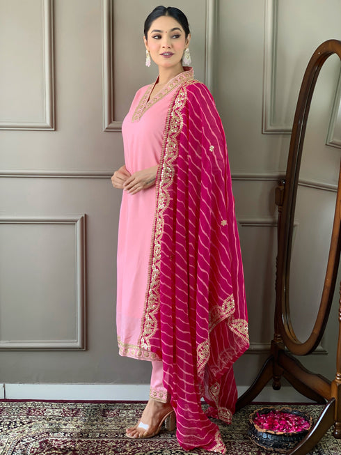 Pink Viscose Silk Pant Suit Acy9285 Salwar Kameez