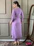 Purple Viscose Silk Pant Suit Acy9286 Closure View
