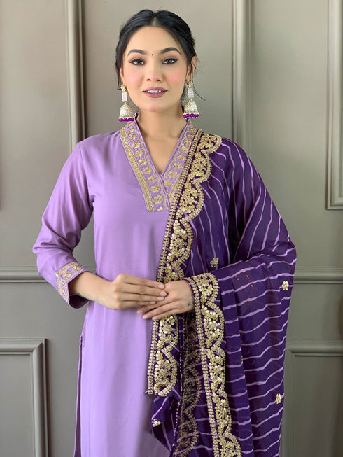 Purple Viscose Silk Pant Suit Acy9286 Back View