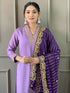 Purple Viscose Silk Pant Suit Acy9286 Back View