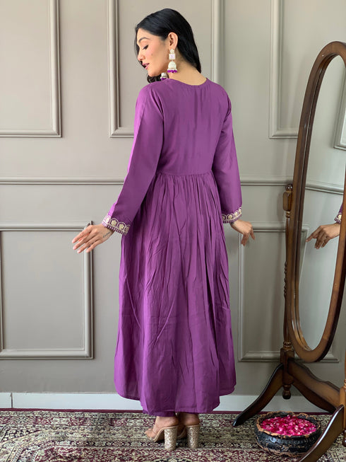 Purple Bsy Viscose Pant Suit Acy9288 Closure View