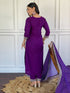 Wine Viscose Silk Pant Suit Acy9289 Closure View