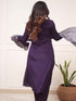 Blue Viscose Silk Pant Suit Acy9291 Closure View