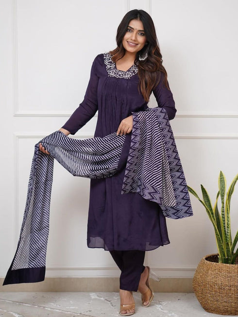 Blue Viscose Silk Pant Suit Acy9291