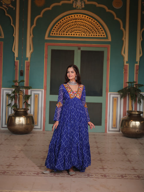 Blue Faux Georgette Anarkali Dress Acy9315