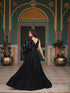 Black Rayon Anarkali Dress Acy9331 Closure View