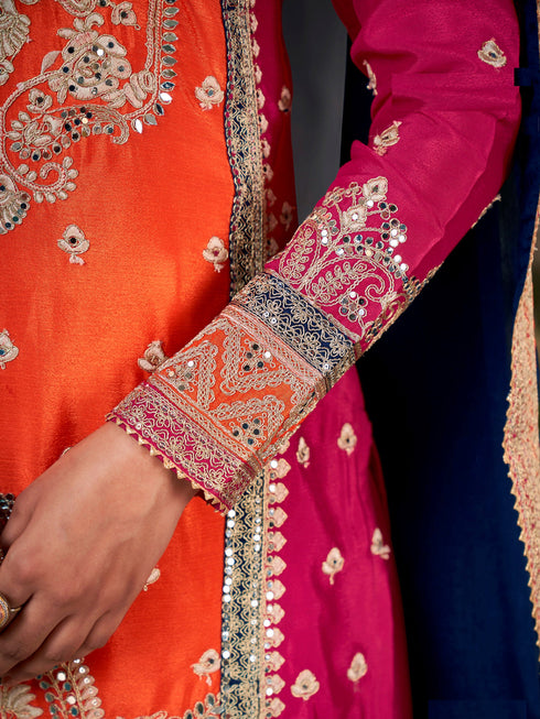 Orange-Red Chinon Palazzo Suit Acy9378 Back View