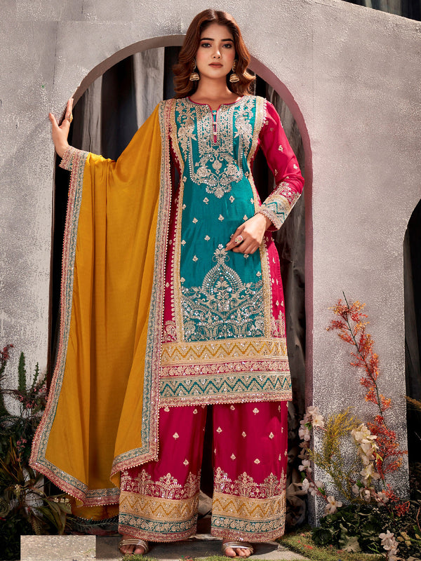 Green-Red Chinon Palazzo Suit Acy9380