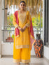 Yellow Chinon Palazzo Suit Acy9382