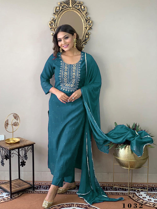 Blue Rayon Slub Pant Suit Acy9400